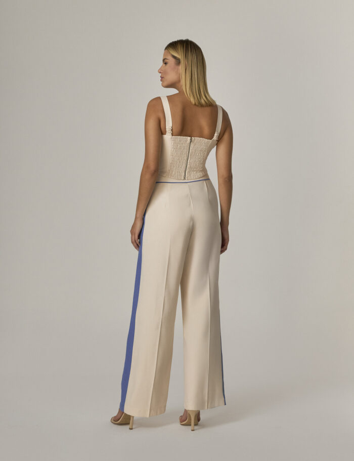 Calca Pantalona Com Detalhe Bicolor