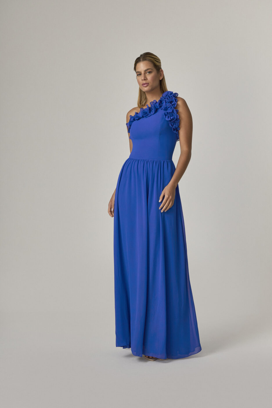 Vestido Longo Ombro So Com Babados
