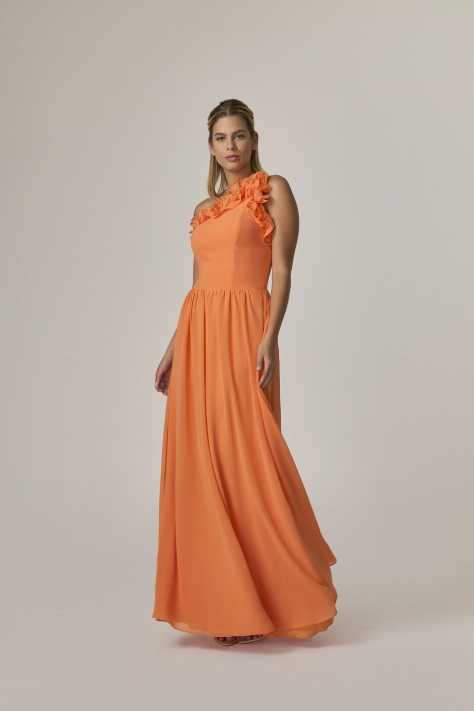 Vestido Longo Ombro So Com Babados