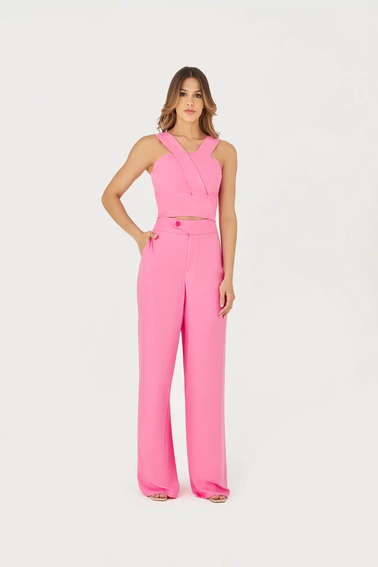 10139006 F ROSA Blusa Cropped Com Detalhe