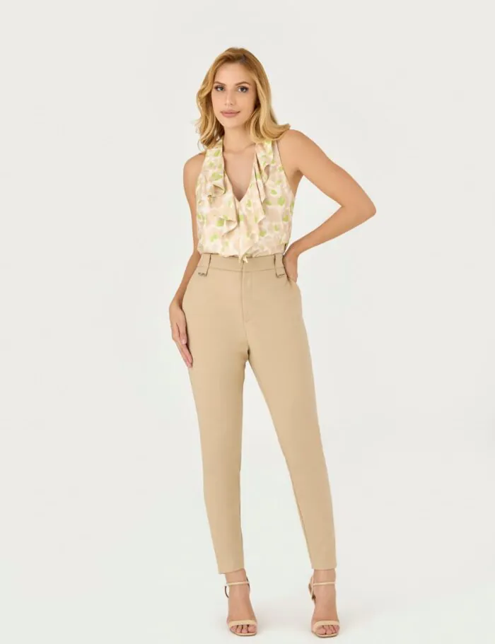 Blusa Regata Estampada Babado