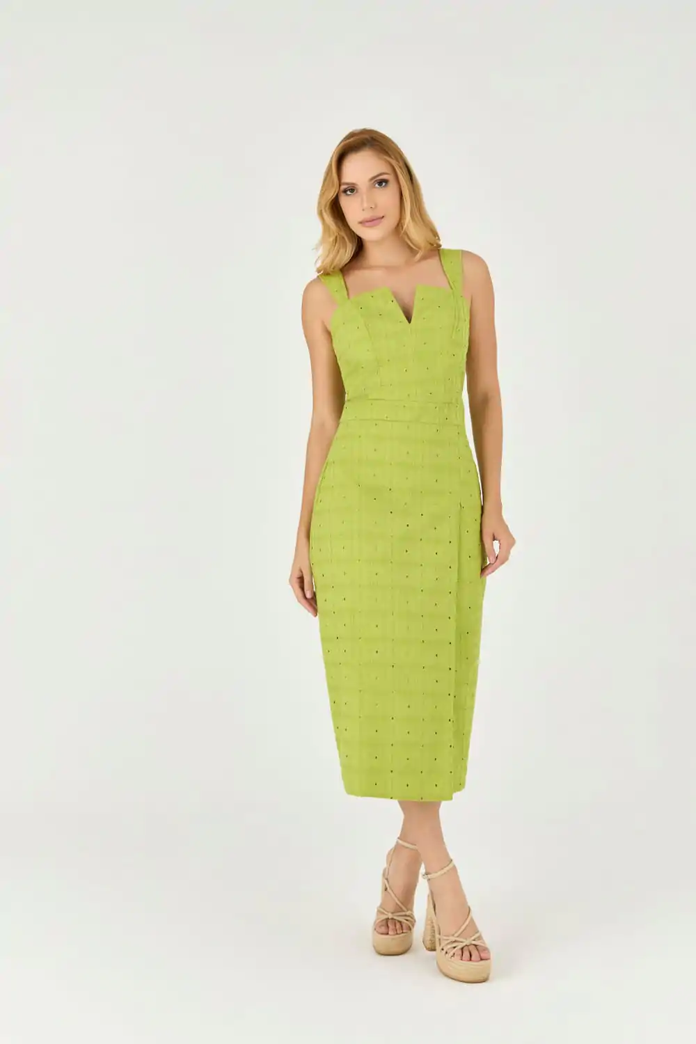 10413008 F VERD Vestido Midi De Laise