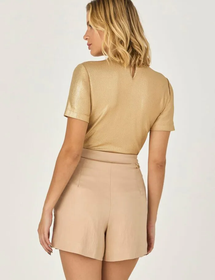 Blusa T-shirt T-shirt Brilho Com Retilinea