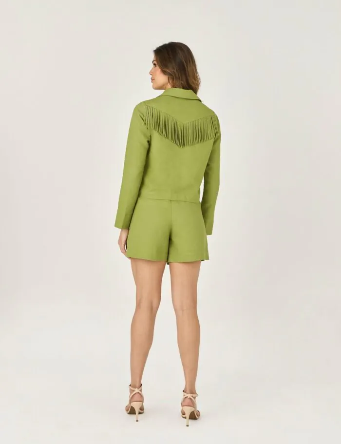 Short Alfaiataria Detalhe Franjas Bolso