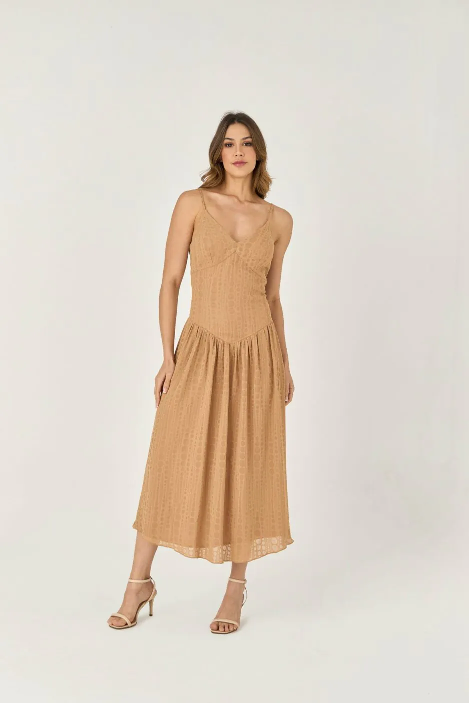 Vestido Midi Detalhe Corset Alongado