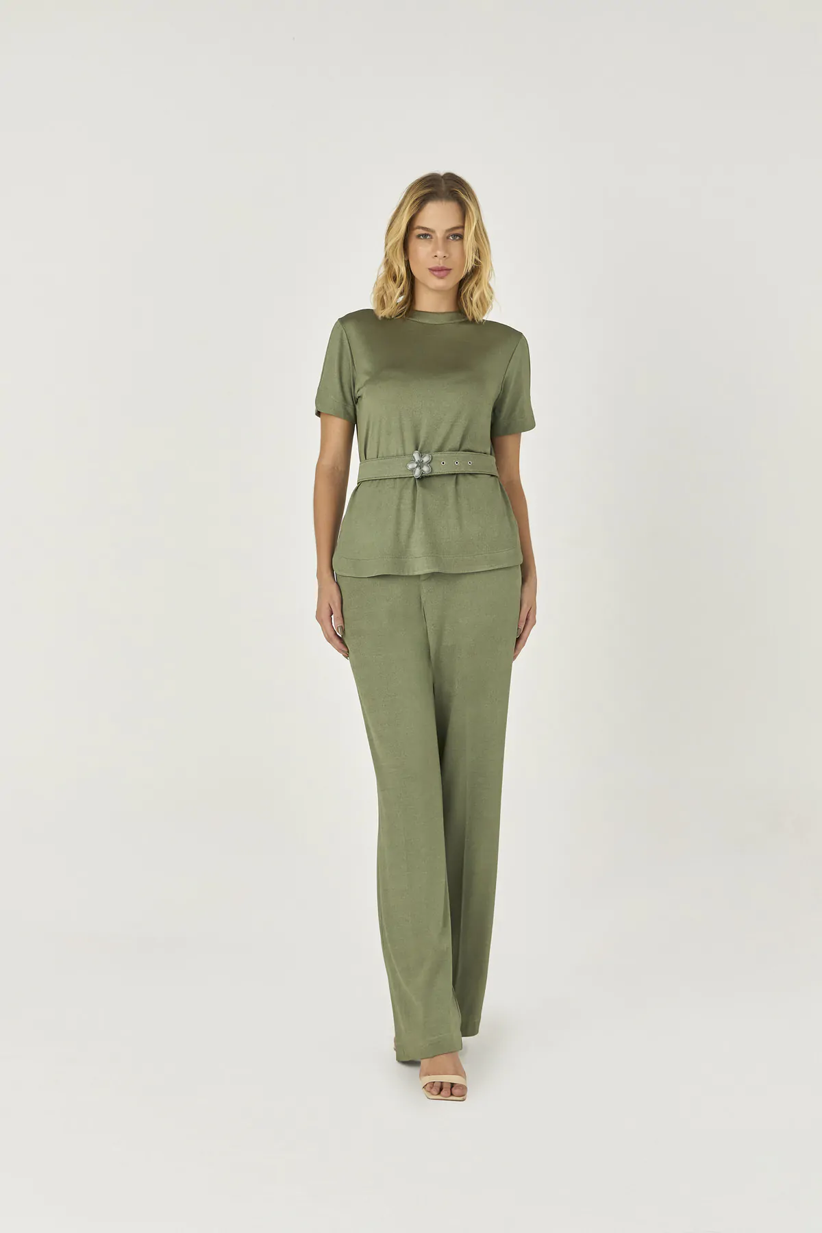 10632111 F VERD Calca Pantalona Malha