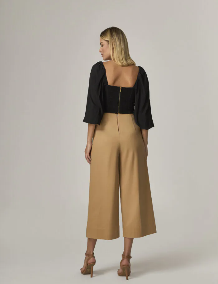 Blusa Cropped Semi Cropped Com Manga Longa