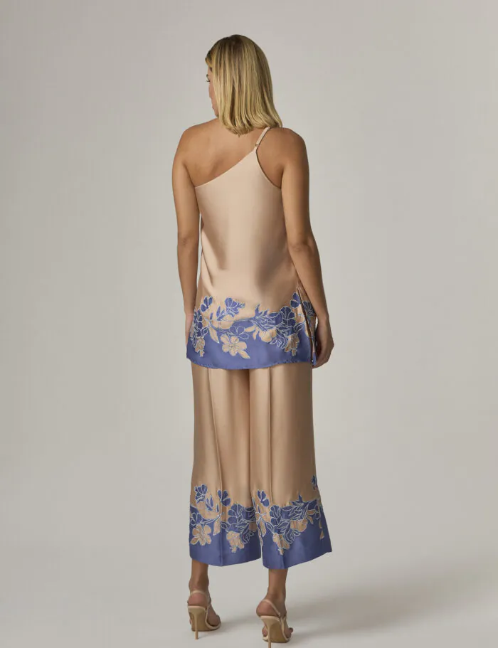 Calca Pantalona Com Bordado Localizado