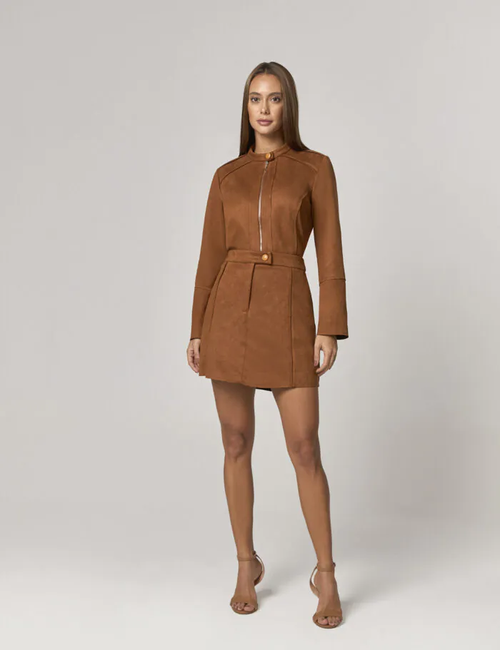 Blusa Casaqueto De Suede Com Detalhe Vivo