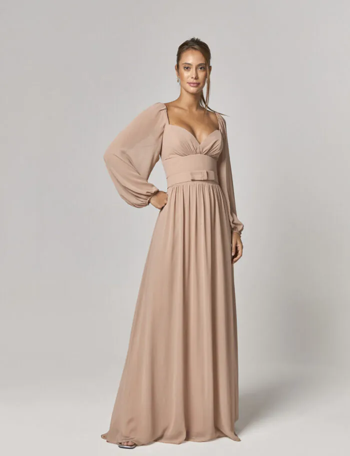 Vestido Longo Com Manga Longa