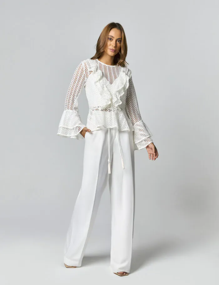 Blusa De Tela Com Cropped E Detalhe Mangas